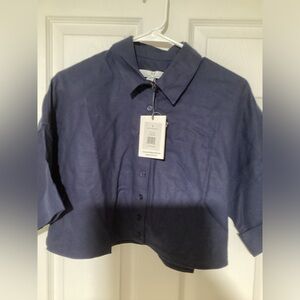 Rachel Parcell Navy Crop Top